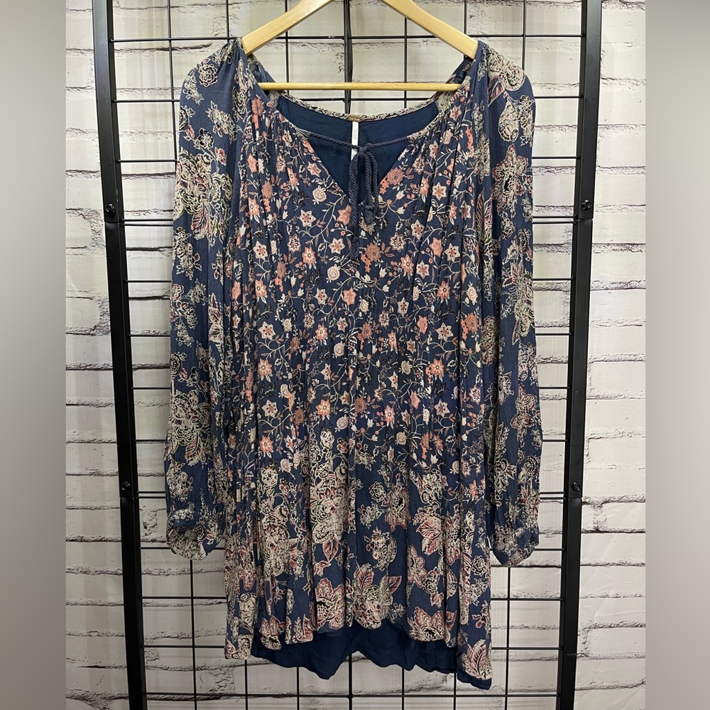 Free People Boho Cowgirl Western Style Mini Dress Size Medium w Built in Slip